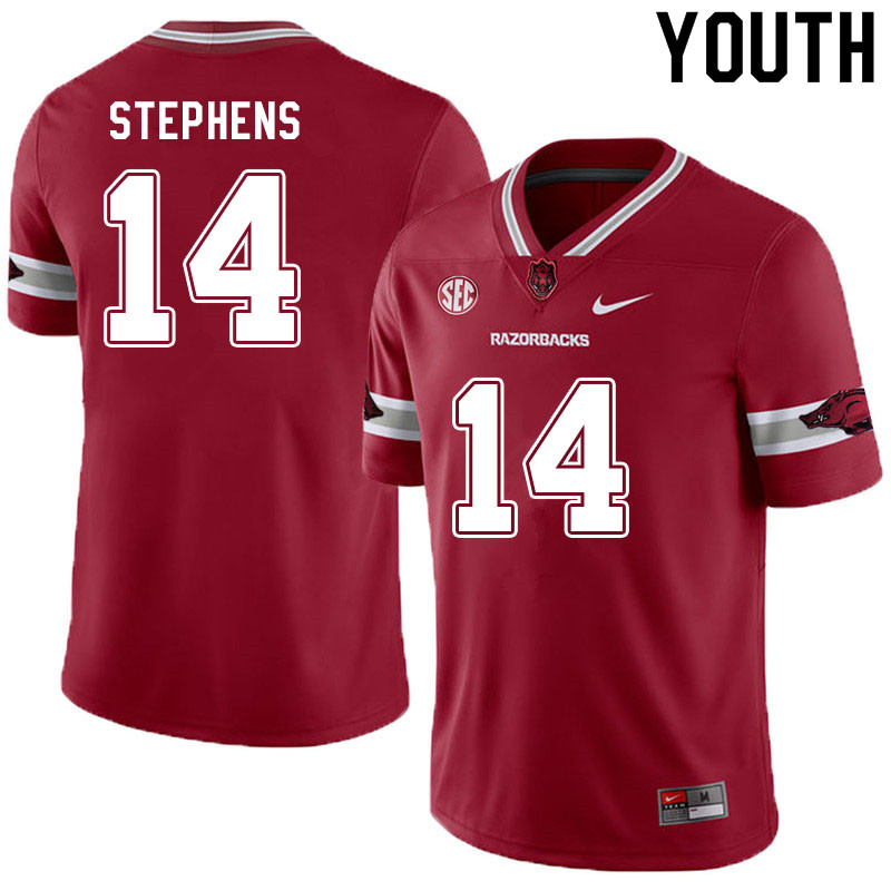 Youth #14 Bryce Stephens Arkansas Razorbacks College Football Jerseys Sale-Alternate Cardinal - Click Image to Close